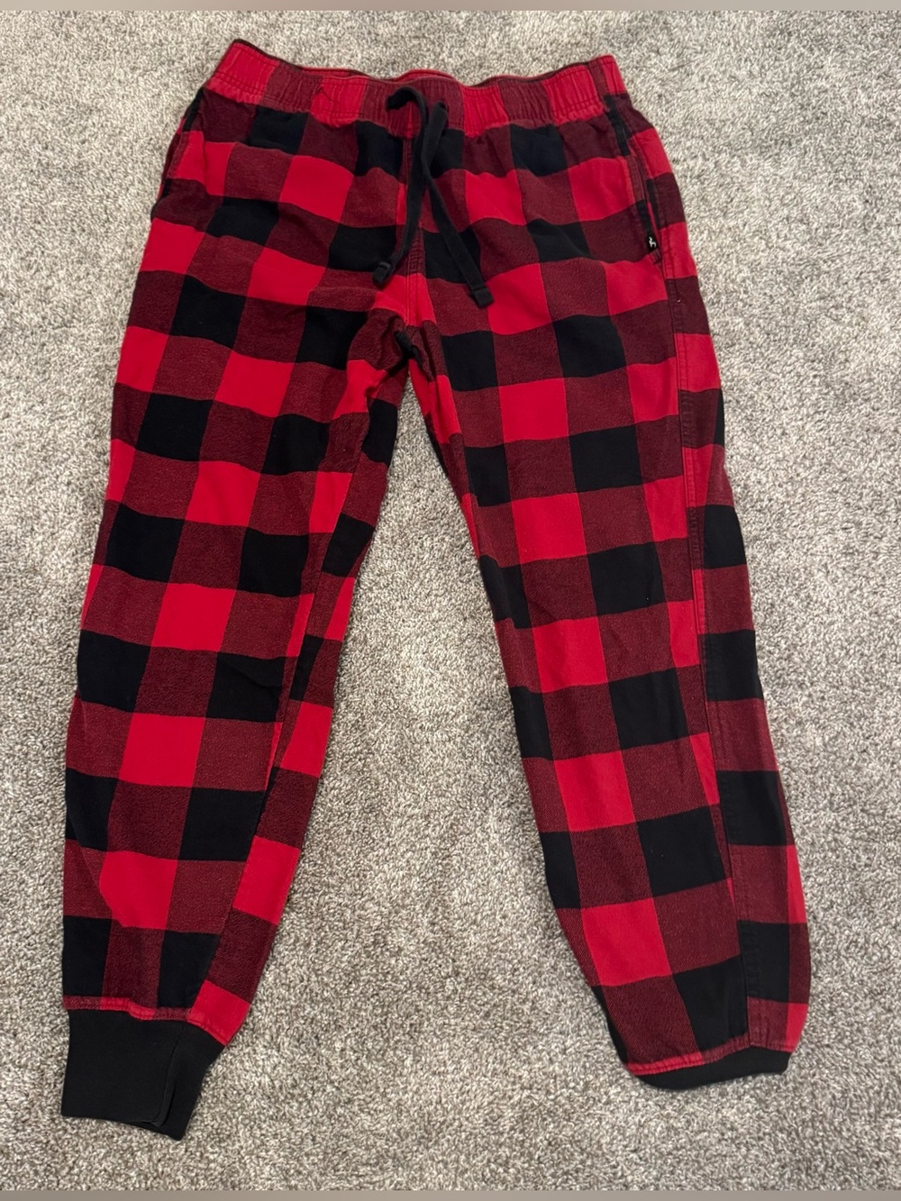 Red and Black Buffalo Plaid Jogger Pants - Cozy Fleece